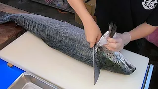 How To Fillet a Whole Salmon - How To Make Sashimi Series