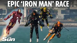 Thrilling 'Iron Man' jetsuit race in Dubai sees Marvel superhero wannabes hit speeds of 80mph