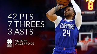 Norman Powell 42 pts 7 threes 3 asts vs Suns 2023 PO G3