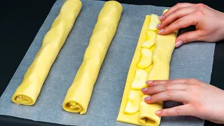 Dessert in 5 minutes! Just puff pastry and 2 apples