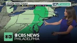 High humidity in Philadelphia Thursday, marginal risk for severe weather across Delaware Valley