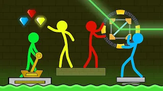 Red and Blue , Stickman Animation - (Escape Light Temple Part 58)