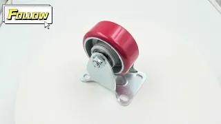 Heavy Duty Fixed Castors Red PU Material Caster Wheels 80KG Load Capacity