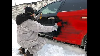 ПОКРАСКА ИЗ БАЛЛОНЧИКА НА УЛИЦЕ В -20 (Своими руками)