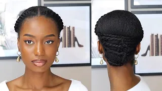 Flat Twist Updo, Natural Hairstyle for 4c Hair No extensions or Gel