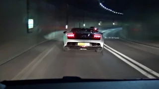 EXTREMELY LOUD Lamborghini with Armytrix exhaust tunnel blast, downshifts and reactions!