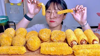 BHC Bburring Side Menu Cheese Ball Mianbao Xia Hot Dog Cheese Stick Eating Show. Dessert Mukbang