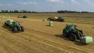 HAY! 4x Deutz-Fahr baling, wrapping & loading | Grass 2023