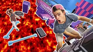FLOOR IS LAVA OBSTACLE COURSE! (Trampoline park)