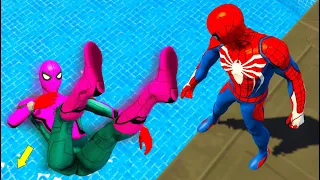 GTA 5 Rainbow Spiderman Highest Buildings! Pulando na Piscina com Homem Aranha! Mods