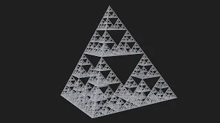 A Sierpinski Tetrahedron: Iterations 0 - 7 & Flyby