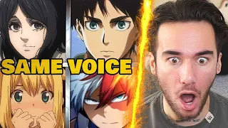 Attack On Titan Voice Actors Same Anime Characters (REACTION)