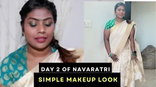 Simple makeup look|Every day ethnic makeup Day 2 of Navaratri|slay in white