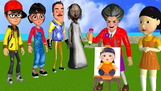 Scary Teacher 3D vs Squid Game Draw a Portrait for Squid Game Baby Nice or Error 5 Times Challenge