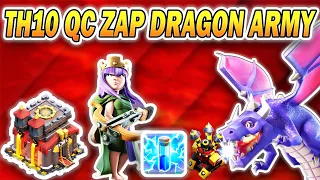 TH10 Queen Charge Zap Dragon Attack Strategy 2024 | Best Town Hall 10 Dragon Army (Clash of Clans)