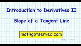 Introduction to Derivatives Slope of a Tangent Line