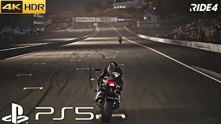 (PS5) RIDE 4 INCREDIBLE ULTRA HIGH NIGHT GRAPHICS GAMEPLAY | Laguna Seca - Yamaha (4K HDR 60fps)