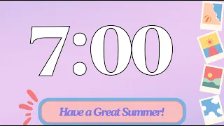 7 Minute Cute Classroom Timer | Happy Summer Timer | (No Music, Electric Piano Alarm at End)