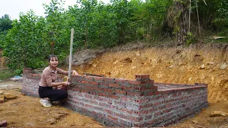 Alone Build Bricks House, Techniques for building solid brick houses - BUILD LOG CABIN Farm Life