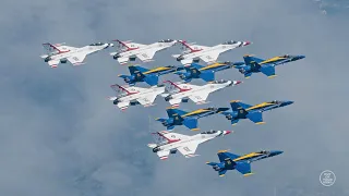 SUPER DELTA Formation of Blue Angels and Thunderbirds