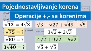 Pojednostavljivanje korena i operacije sa korenom