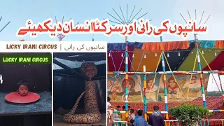 Lucky irani circus || Sanpon ki rani aur sar kata insan || animals show