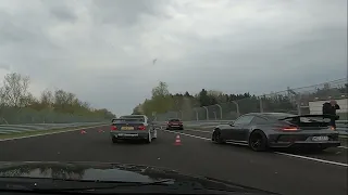 New Nürburgring record for shortest lap ever? (crash Touristenfahrten 29-04-2022 at the entry)