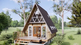 Amazing Beautiful The A Frame Cottage House With 6 x 6 Meters | Exploring Tiny House