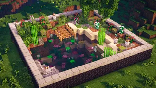 Very Beautiful And Large Decorative Garden With Axolotl Pond In Minecraft (Tutorial)