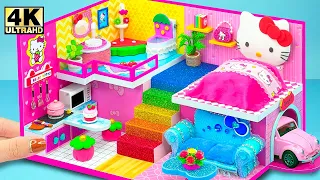 Make Modern 2-Story Pink Hello Kitty House with Car Garage from Cardboard ❤️ DIY Miniature House