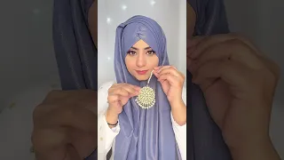 Cross layered Hijab Style | Bridal Wedding Hijab Style with mangteeka