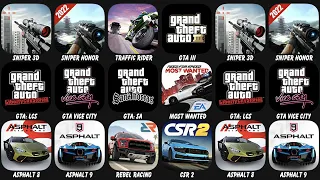 Sniper 3D, Sniper Honor, Traffic Rider, GTA III, GTA: LCS, GTA Vice City, GTA: SA, Most Wanted...