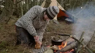 3 DAYS BUSHCRAFT TRIP + WILDLIFE PHOTOGRAPHY | canvas tent, making fire, meat on stick,  basecamp