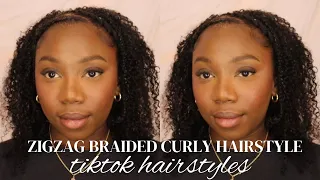 ZIGZAG BRAIDS CURLY HAIRSTYLE | TIKTOK HAIRSTYLE | AMAZON CURLY CLIP-INS | lindiorslife