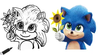 BABY SONIC - How To Draw EASY! | Step-by-step Tutorial On Sonic The Hedgehog Movie Character