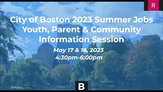 2023 Youth Summer Jobs Information Session