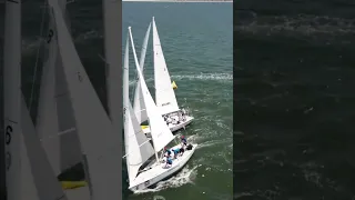 Match racing windward mark collision at the 2024 Congressional Cup