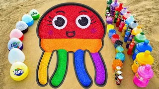 EXPERIMENT COCA 🐙 Tiny Cute Octopus From Glitter Slime, Sprite, Fanta, Mtn Dew, Balloons Coca Cola