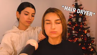 Blow-Drying Her Hair in ASMR: A Christmas Experience 🎄