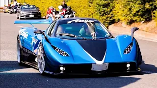 【激レア車登場!!】休日のPAに集まったスーパーカーの加速サウンド!!【FHD1080p/60fps】PAGANI,Ferrari,Lamborghini...Supercars sound!!