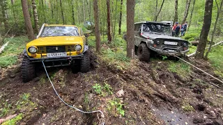 Жига 300 сил и Сашин УАЗ не могут заехать в горку! Jimny на военных мостах)