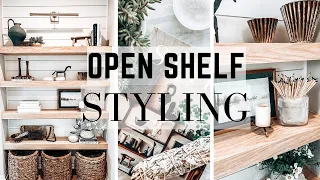 OPEN SHELF STYLING || DIY FLOATING SHELVES || HOW TO || 2023