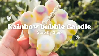 Tutorial: Rainbow 🌈 Bubble Candle | podcast style | Make unique decorative candles with me