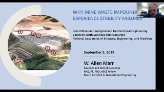 COGGE Webinar Series - 9/5/19: Geotechnical Aspects of Tailings Dams and their Failures