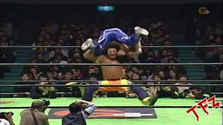 Marufuji gets dropped with the Kinniku Buster