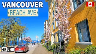 🇨🇦 【4K】☀️  Downtown Vancouver BC, Canada. April 05 2024. Beach Ave, Burrard St, Hornby St.