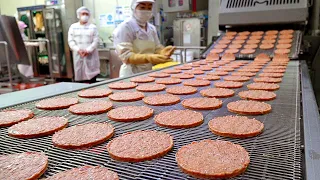 Amazing mass production! Hamburger making process - Korean food factory