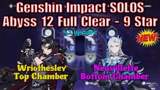 Genshin Impact Abyss SOLOS (4.1) - C1 Wriothesley Solo - C0 Neuvillette Solo