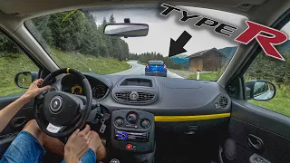 Renault Clio RS CUP chasing a Honda Civic Type R FK8 in the mountains