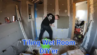 Tiling Bathroom / Wetroom DIY style part 2 of bathroom renovation